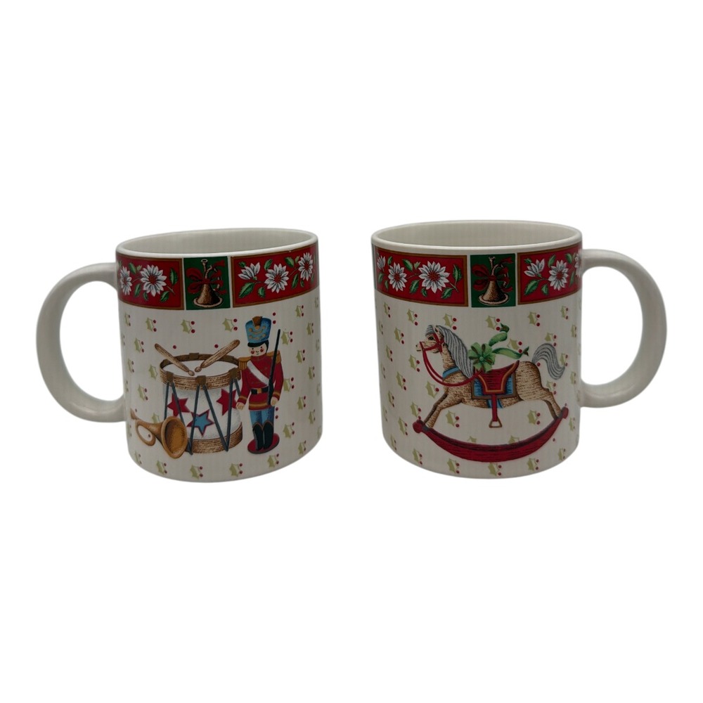 Classic Traditions Charlton Hall Ceramic Holiday Christmas Set 2 EUC Coffee Cups
